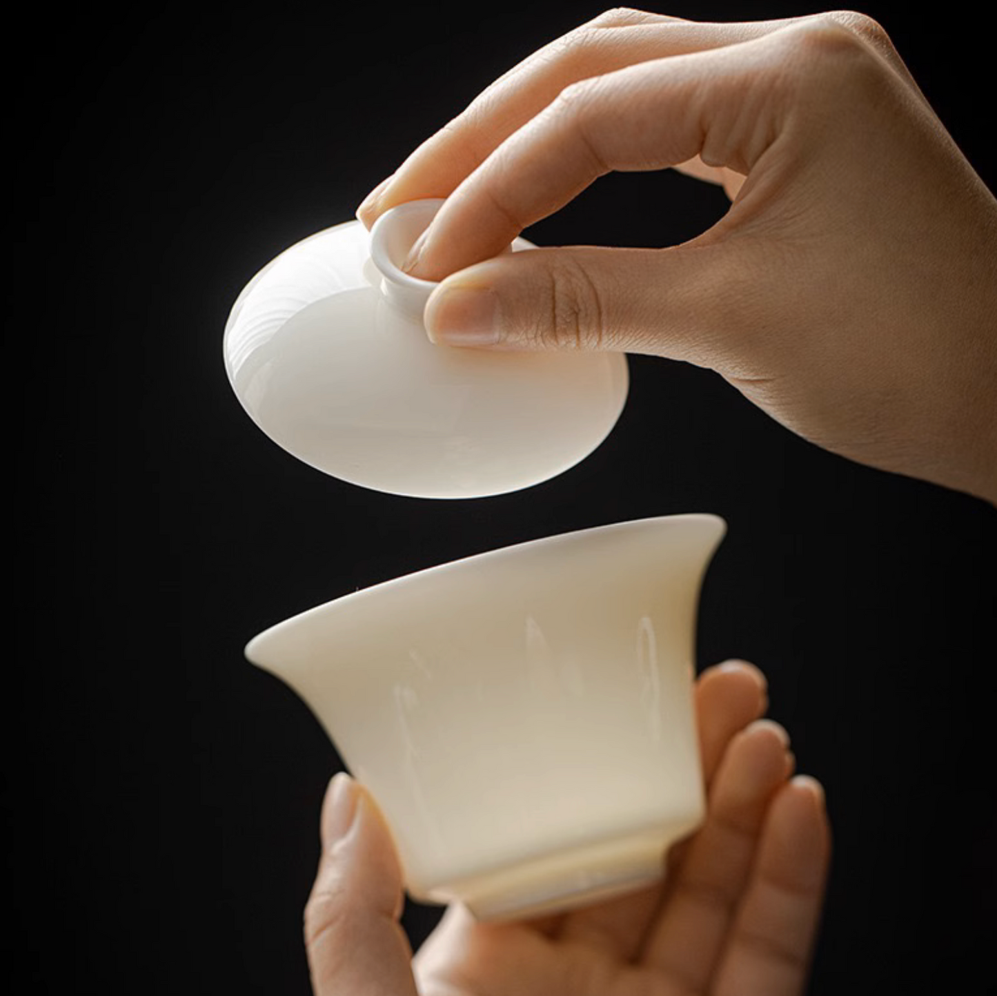 Handcrafted Ivory White Jade Ceramic Tea Set
