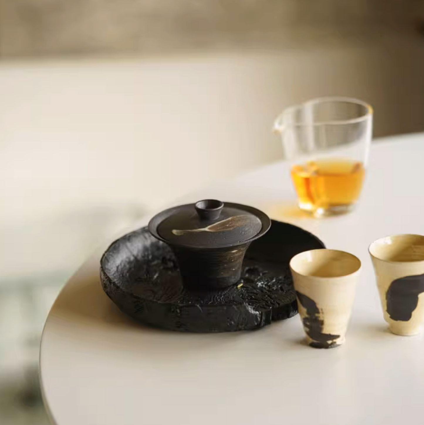 Black and White Ink Painting Jingdezhen Handcrafted Ceramic Tea Set