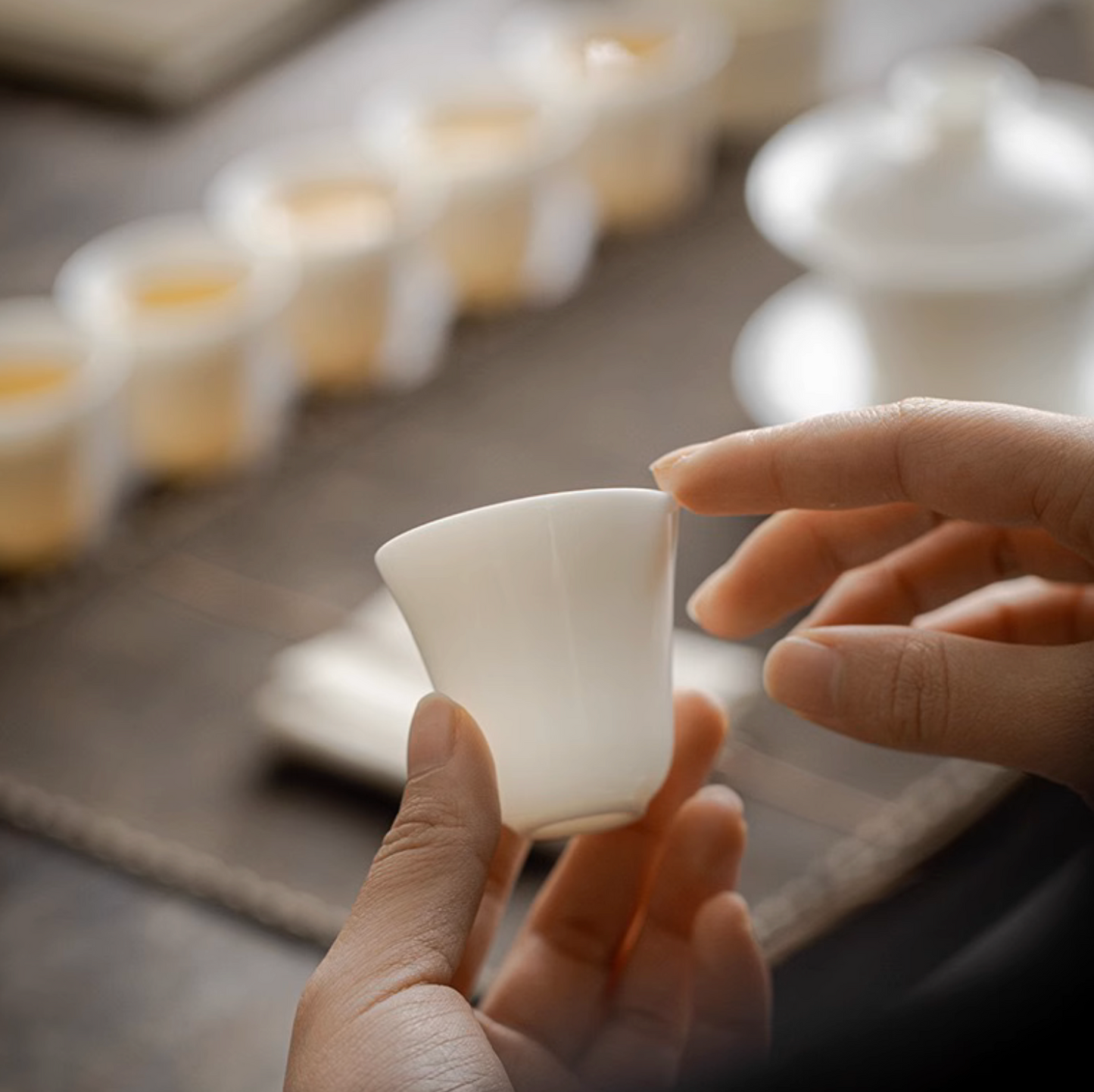 Handcrafted Ivory White Jade Ceramic Tea Set