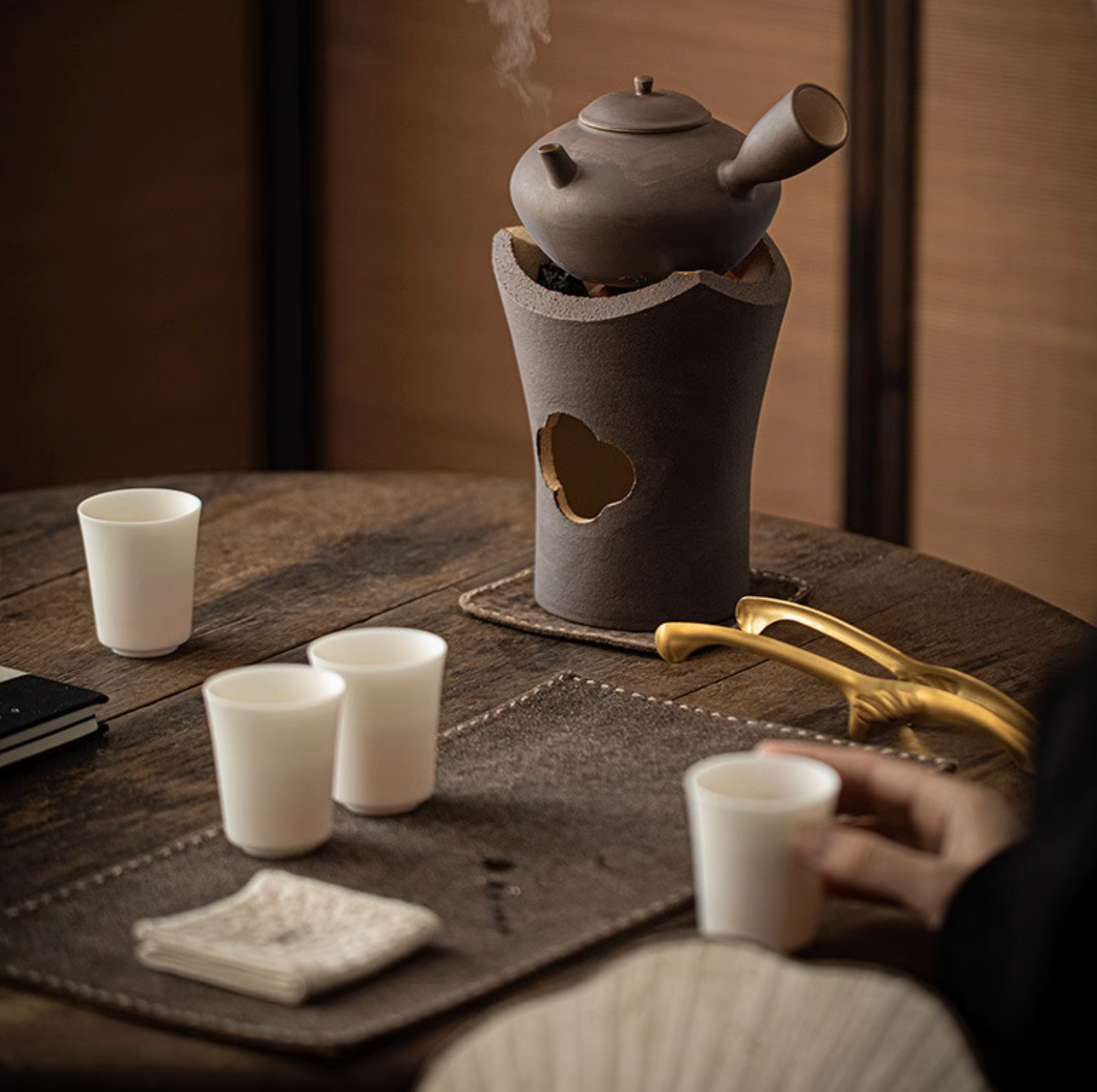 “Ruyi" Charcoal-fired Pottery Stove Tea Set-Home Use for Boiling Tea and Water